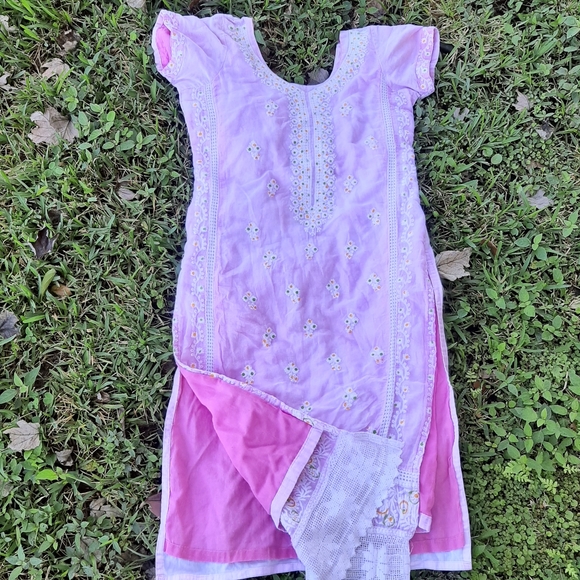 Vintage Dresses & Skirts - Pink Embroidered Handmade Tunic Dress Indian Boho